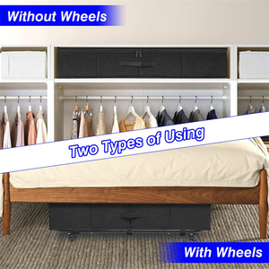 Rangement sous lit avec roulettes, couvercle et support inférieur en métal – Conteneurs de rangement sous le lit, tiroir de rangement, bac organisateur pour vêtements - Product Image 3