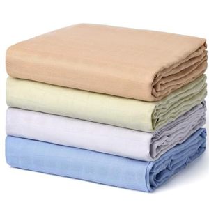 Ensemble <span class=keywords><strong>de</strong></span> 4 couvertures en mousseline <span class=keywords><strong>de</strong></span> <span class=keywords><strong>coton</strong></span> <span class=keywords><strong>de</strong></span> bambou à double couche - Couleur unie Enveloppe pour bébé - Product Image 6