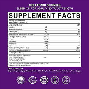 10mg Melatonin Gummibärchen 60 Stück mit Ashwagandha, GABA, Magnesium & <span class=keywords><strong>B6</strong></span> zur Beruhigenden Schlafunterstützung - Product Image 6