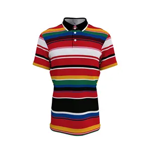 Novo design de camisas polo listradas personalizadas com estampa por sublimação camisas esportivas camisas polo masculinas