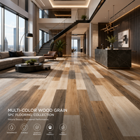 Planches de revêtement de sol SPC multicouleurs à grain de bois de luxe, 3-8 mm, à âme rigide, pour salles d'exposition architecturales et halls d'hôtels