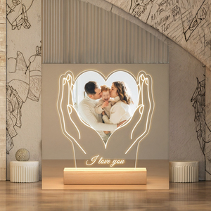 Souvenir di Nozze Personalizzato con Nomi dei Coppie, Decorazione per la Casa in Legno e Acrilico con LED USB, Stile Europeo per San Valentino e Notti Romantiche - Product Image 3