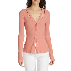 Maglione Pullover da Donna Bianco con Scollo a V, Casual con Bottoni, Stile <span class=keywords><strong>Semplice</strong></span> per Uso Quotidiano, Invernale in Spandex/Poliestere - Product Image 5