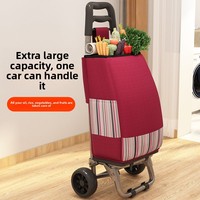 Chariot de courses pliable portable en fer rouge, petit chariot domestique pour monter les escaliers, pour fauteuil roulant, à pousser à la main