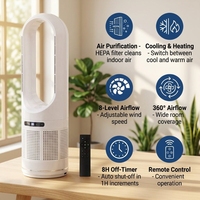 Ventilateur portable sans pales avec télécommande et contrôle par application, en plastique, silencieux, refroidi par eau, ions négatifs et mode veille pour la maison/le dortoir