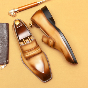 Chaussures pour hommes en cuir de vachette de première qualité - chaussures décontractées pour le travail - cuir véritable - à enfiler en une seule pièce - mocassins - chaussures habillées pour hommes - Product Image 1