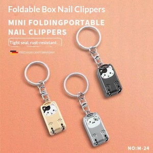 Coupe-ongles pliable portable <span class=keywords><strong>en</strong></span> acier inoxydable, mini coupe-ongles à ouverture rapide, porte-clés, paquet individuel, coupe-ongles mignon, beauté - Product Image 3