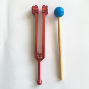 Root tuning fork, 194.18mm deep, handle with metal ball, includes cloth cover and tuning hammer. - Product Image 2