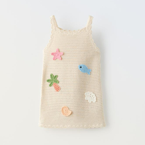 Marca personalizzata estate <span class=keywords><strong>uncinetto</strong></span> vestito in maglia <span class=keywords><strong>per</strong></span> ragazze diretta ODM fornitura di fabbrica con ricamo modello di abbigliamento <span class=keywords><strong>per</strong></span> bambini - Product Image 3