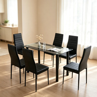 Meubles de maison très demandés : Ensemble de salle à manger 6 chaises, table de cuisine moderne et simple en verre avec 4 ou 6 chaises