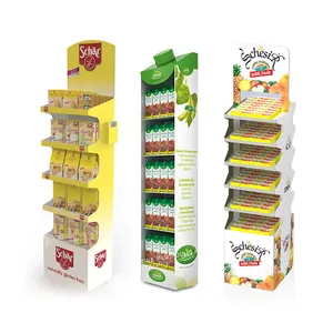 Cake Bread Product Floor Display Rack Corrugated Cardboard Sesame Paste Carton Display Stand For Dessert Shop