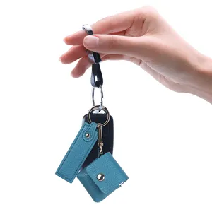 Porte-clés en métal avec Logo personnalisé en relief, en cuir véritable, coloré, vente en gros