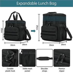 Sac isotherme réutilisable personnalisé en Oxford noir, sac isotherme pour épicerie, sac isotherme tactique pour le déjeuner, pour les aliments - Product Image 2