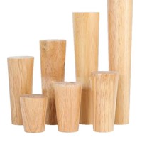 Pieds de table en bois de caoutchouc massif, 4 pièces, pieds de support coniques pour commode, canapé et table basse