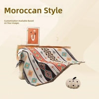 Meilleures ventes : Couverture de canapé moderne marocaine à motif flèche tribal, tissée jacquard géométrique, plaid de loisirs, châle ethnique bohème à franges