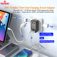 FOXCAN Chargeur mural universel multi-ports 7-en-1 ultra-fin PD 35W à charge rapide avec 3 USB-C + 1 USB-A pour les voyages