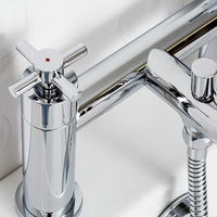 Chrome Salle De Bains Lavabo Robinet Double Levier Poignée Vanité Bain Douche Mitigeur avec Pommeau De Douche Pont Montage