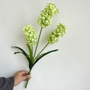Ramo de <span class=keywords><strong>3</strong></span> Cabezas de Jacinto Artificial para Decoración de Pasillos de Boda, Flor Artificial para Jarrón de Hogar, Venta al por Mayor, OEM, Color Personalizado, Tallo Flexible, Aspecto Realista - Product Image 6