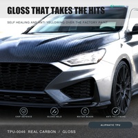 Film de protection auto-cicatrisant en TPU carbone véritable, anti-jaunissement, hydrophobe, résistant aux rayures, protection de peinture aliphatique pour carrosserie de voiture 1,52x17M