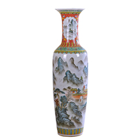Tradition chinoise Luxe Famille Rose Grand Vase En Céramique Vase De Sol Extra Large