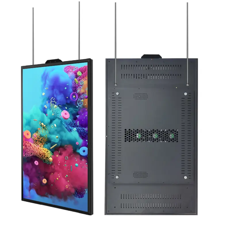 65 inch hanging LCD advertising machine support FHD/4K resolution and Android with 1000-4000 high brightness intelligent display