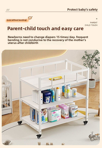 Cambiador de Bebé Metálico Plegable Multifuncional con Ruedas, Estación Portátil para Cambiar Pañales y Bañar al Recién Nacido con Almacenamiento - Product Image 6