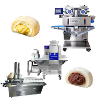 Machine à encruster les mochi daifuku BNT-380T intégrée avec un arrangeur de plateaux et une fonction d'emballage automatique sur site
