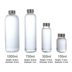 Promotional Custom Glass With Logo Portable Coffee Cup Stainless Steel Aluminum <b>Cover</b> Transparent Water Bottle - Product Image 4