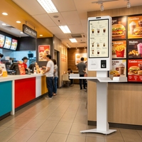 Kiosco POS de Autoservicio Personalizado de 32 Pulgadas para Interiores, Sistema Todo en Uno con Impresora de Recibos, Escáner y Terminal de Pago con Pantalla Táctil