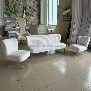 Nouveau canapé en velours blanc pour événements de mariage Décoration de scène Canapé double siège pour les mariés - Product Image 5