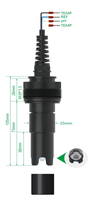 Capteur de pH industriel en ligne, précision élevée 0,02 pH, électrode à pointe plate avec boîtier PPS et étanchéité IP68 pour le traitement des eaux usées