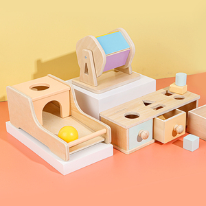 Jouets éducatifs rectangulaires pour bébés balle d'entraînement miniature montessori <span class=keywords><strong>objet</strong></span> en bois boîte de permanence avec tiroir plateau - Product Image 2