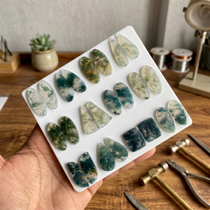 Natural Moss Agate Pair Cabochon Mix Shape and Size Hand Carving Moss Agate Pair Cabochon Loose Gemstone for Jewellery Making - Product Image 4