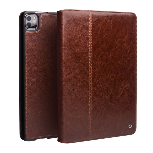 QIALINO Luxury Genuine Cowhide Leather Pad Case for iPad Pro 12.9 2022 2021 2020 Tablet Case Cover Dropshipping
