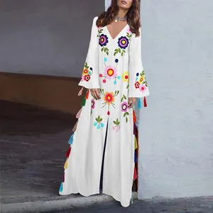 2020 यूरोपीय और अमेरिकी झालरदार लंबी स्कर्ट बोहेमियन प्रिंट पोशाक