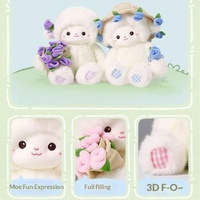 Peluche Courte en Forme de Mouton Magnétique Rose, Bouquet Créatif, Cadeau pour Couple, Remplissage Coton PP, 11-30cm - Vente Flash