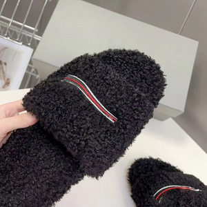 Wholesale fashionable high-quality home <b>slippers</b> made of <b>wool</b>, providing warmth, featuring embroidery, and ensuring good grip. - Product Image 1