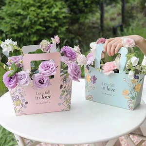 Flower Packaging Tote <strong>Bag</strong> Cowhide Packaging Paper DIY Material Flower <strong>Gift</strong> <strong>Bags</strong> Window Opening Portable <strong>Gift</strong> Box - Product Image 3