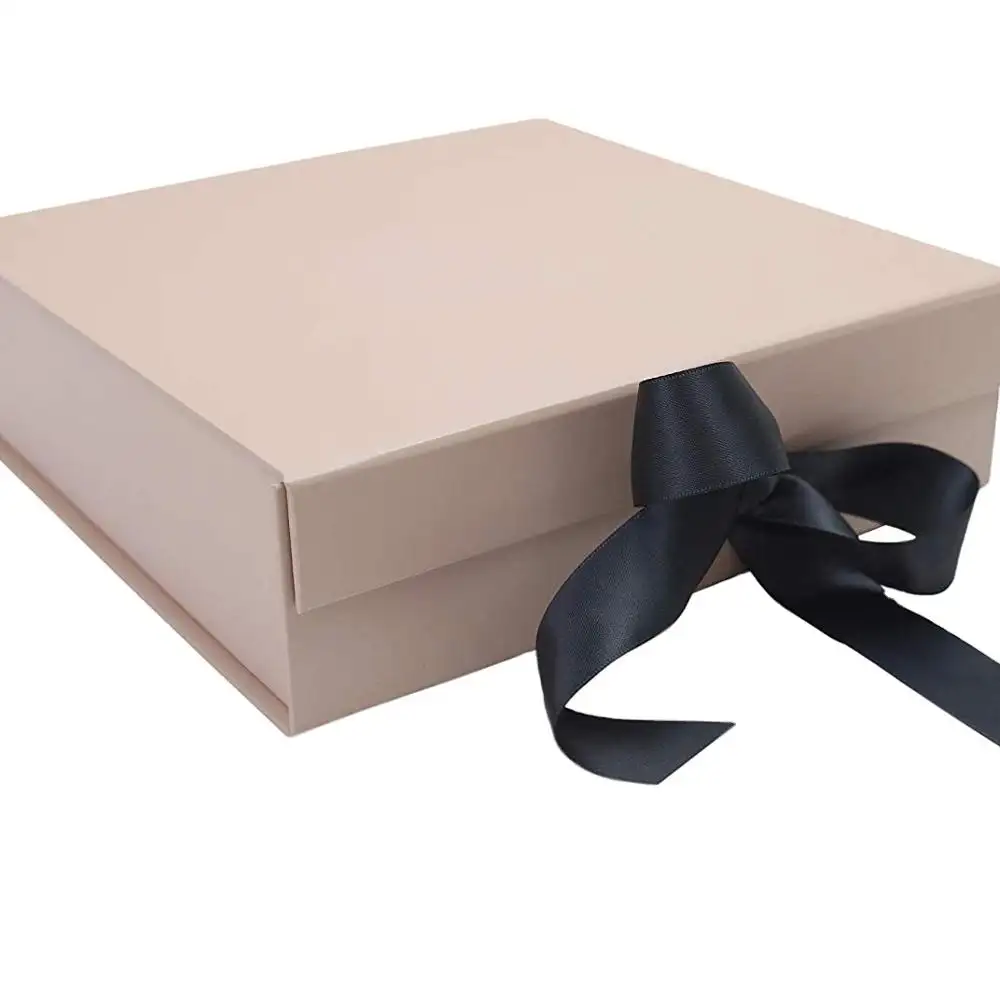 HENGXING-Caja de regalo con cierre magnético, cinta para embalaje de lujo, <span class=keywords><strong>surtido</strong></span>, negro y rosa