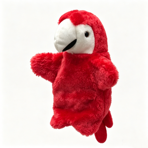 Marioneta de mano de peluche de loro personalizada, peluche de loro rojo, marioneta de peluche de pájaro, peluches de loro guacamayol - Product Image 3