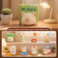 Figurine mystère de collection en boîte surprise, chat écolier en résine, figurine mignonne, animal kawaii, ornement de bureau, cadeau, vente en gros, personnalisable