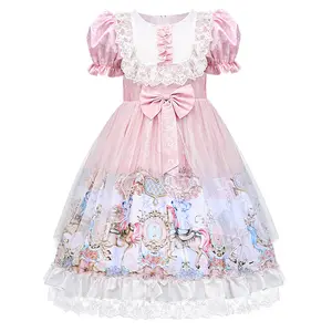 Robe à fleurs pour filles, rose, tenue de fête d'anniversaire, mignonne, Lolita, princesse, demoiselle d'honneur, nouvelle collection, 2021