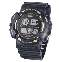 XINJIA jam tangan Digital LED pria, jam tangan olahraga dengan Logo kustom Chronograph tahan air untuk luar ruangan