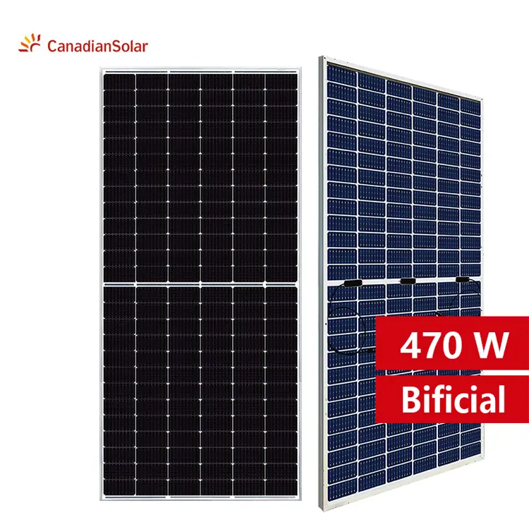 High Quality Solar Panel Canadian Solar 450W-500W High Power Monocrystalline Silicon Bifacial Dual Glass Half Cut 470W Solar Panel