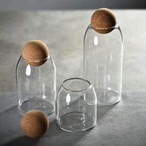 Pot hermétique d'organisation pour garde-manger 1100 ml en verre borosilicate transparent, compatible micro-ondes et lave-vaisselle, empilable, avec couvercle en liège pour épices - Product Image 3