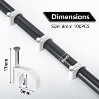Attaches-câbles 100 pièces 8 mm à clouer pour câbles Ethernet ronds, attaches murales, attaches-câbles, attaches pour fils électriques, attaches pour câbles TV