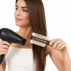 Cepillo Redondo de Cerdas de Jabalí con Mango <span class=keywords><strong>Corto</strong></span> de Madera para Peinar el Cabello, Herramienta de Peluquería y Salón - Product Image 3