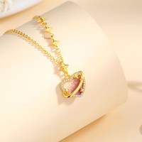 Collier en argent sterling 925 plaqué or/rhodium, cadeau romantique, bijoux fins pour femmes, collier en forme de cœur, étoile, zircon, vente en gros