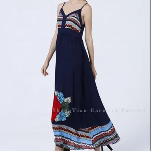 Women Vintage Dress Tunic Embroidered Mexican Sexy Sleeveless Casual Dress Wholesale ST009 Plus Size Mother of Bride Maternity