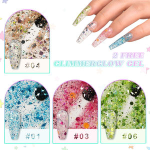 2 Vernis à ongles gel Glimmer Glow gratuits, scintillants et phosphorescents, pour nail art, durcissement UV, sûrs et longue tenue, pour des ongles tendance de nuit - Product Image 3